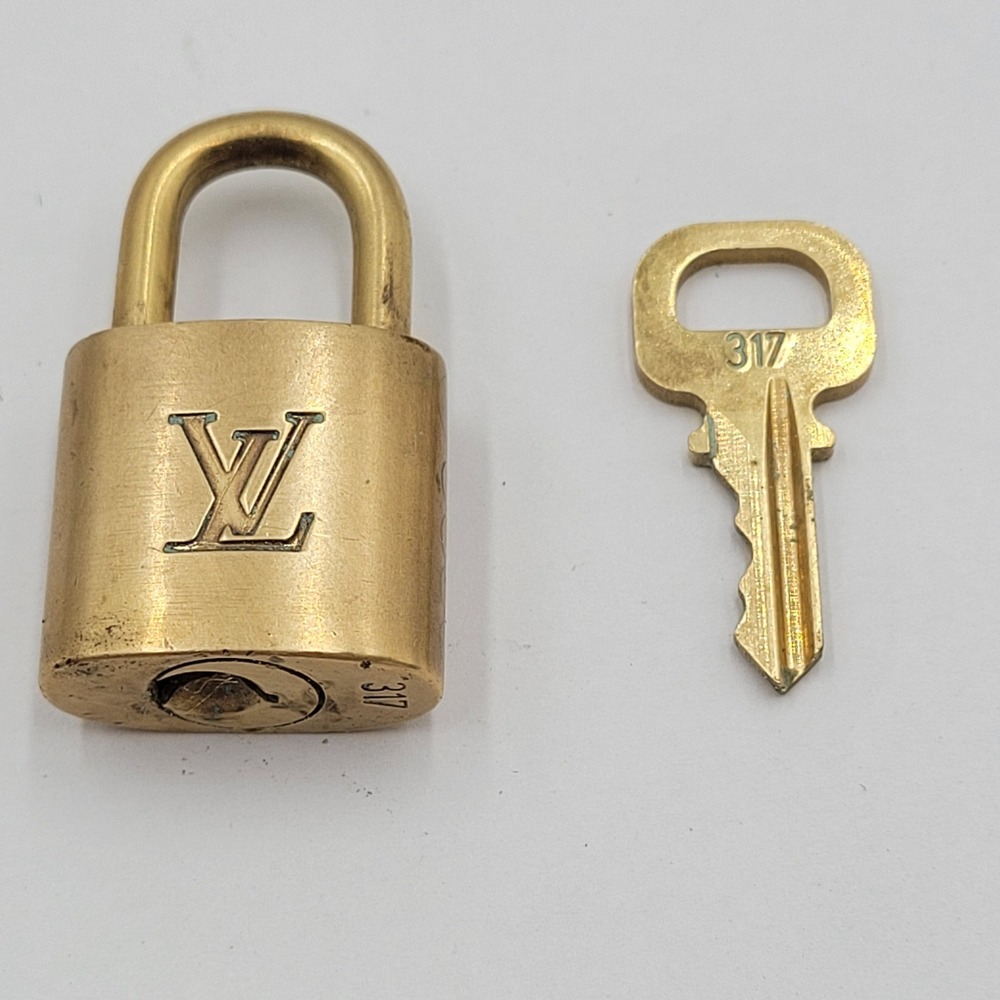 Louis Vuitton Padlock and Key Set Gold Brass Number 317 Made in France Handbag